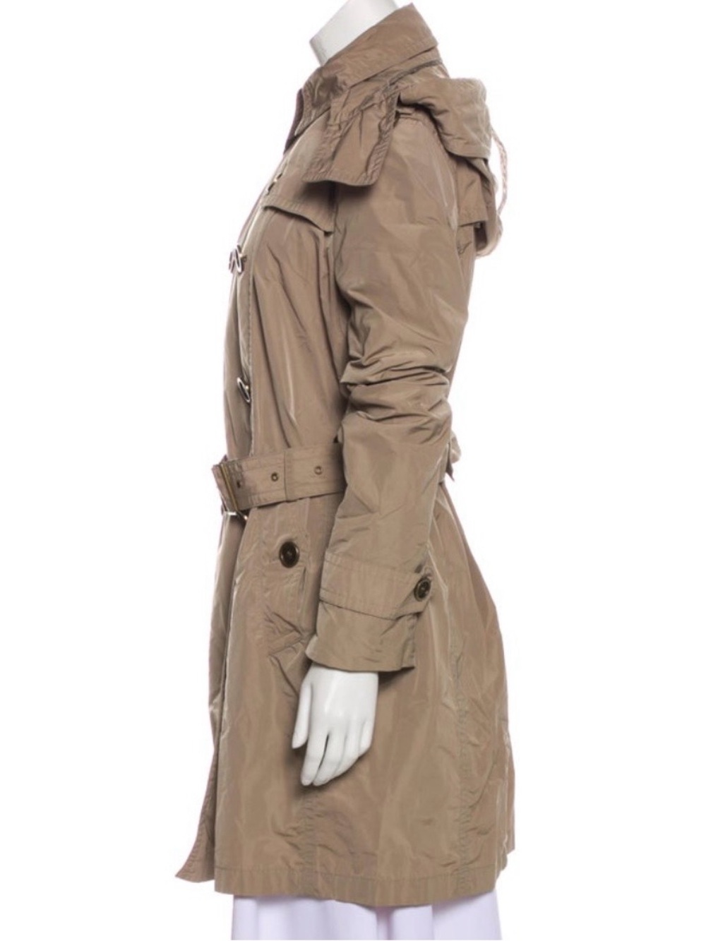 Burberry Brit Double Breasted Khaki Trench Coat Size 12 - Picture 2 of 8